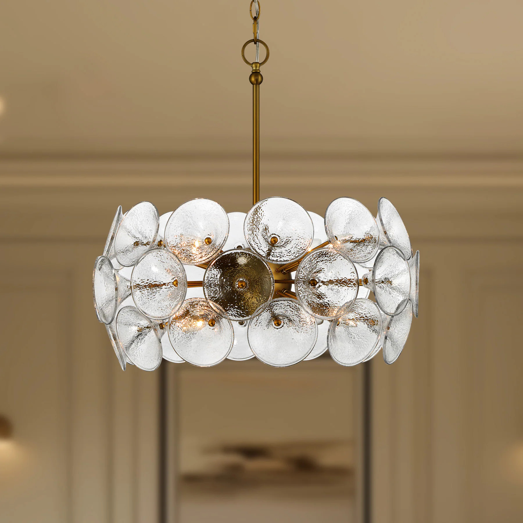 Minka Lavery Winter 8 -Light Polished Brass Textured glass Steel Chandelier one_size | 3658-695 | Lowe's