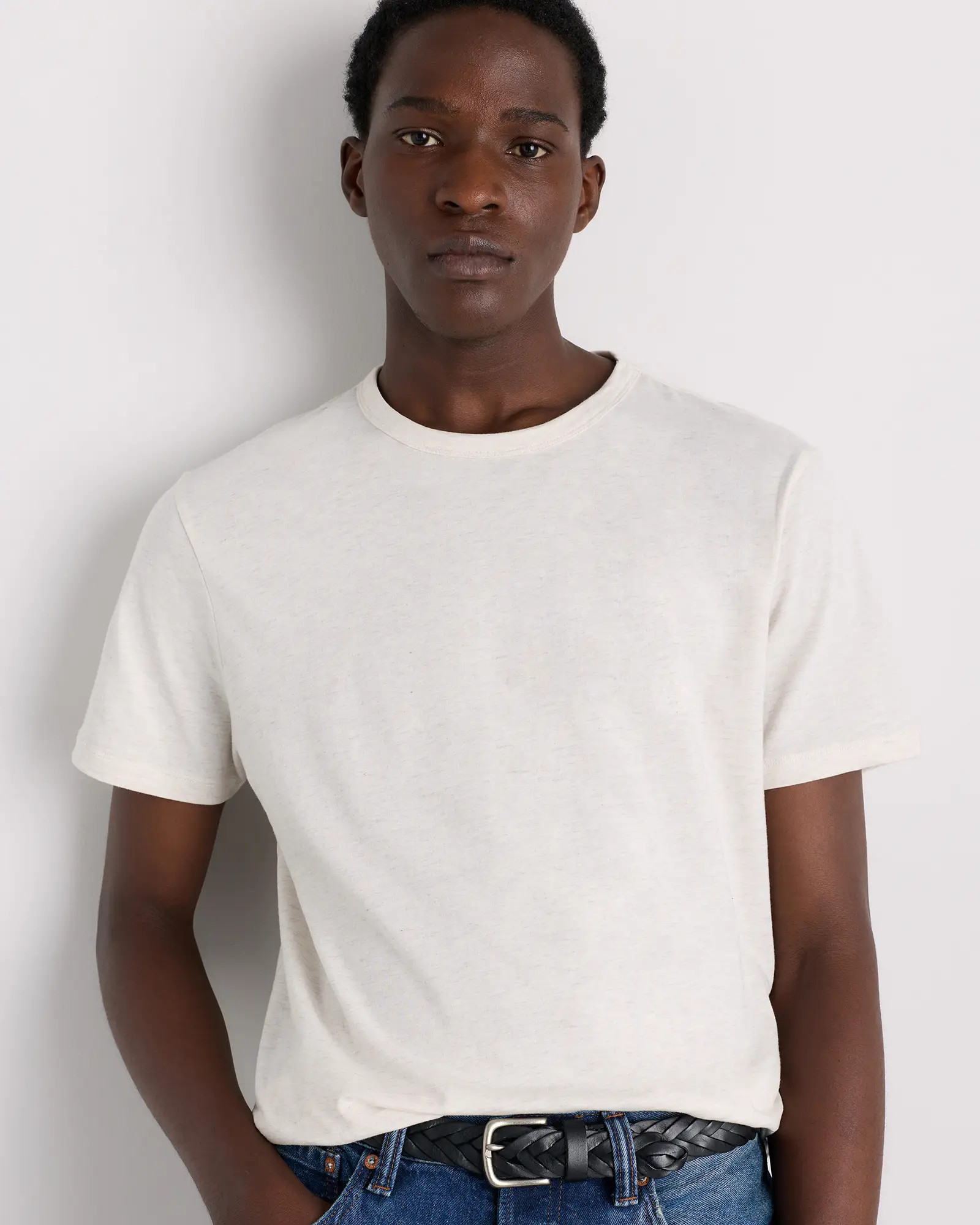 100% Pima Cotton Luxe Touch Tee in Heather Oatmeal | Quince