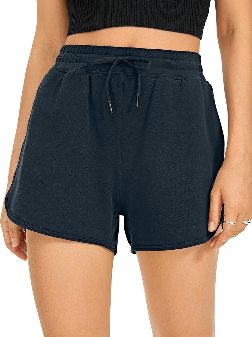 CRZ YOGA Women's Casual Sweat Shorts - 3.5'' Athletic Summer Comfy Cotton Lounge Shorts Gym Jersey S | Amazon (US)