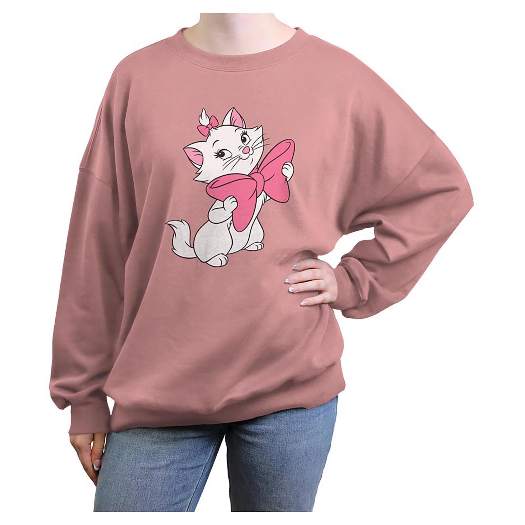 Disney's The Aristocats Marie Pink Bow Juniors' Oversized Graphic Pullover | Kohl's
