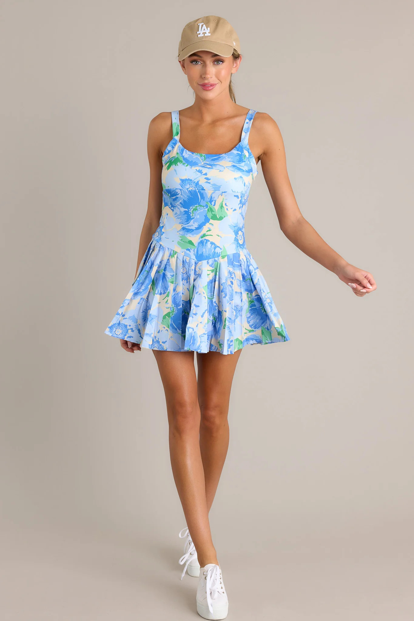 Garden Party Blue Floral Pleated Tennis Dress | Red Dress