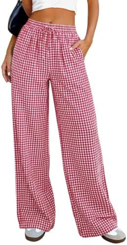 PRETTYGARDEN Womens Pants Elastic Waist Striped Lightweight Palazzo Pant | Amazon (US)