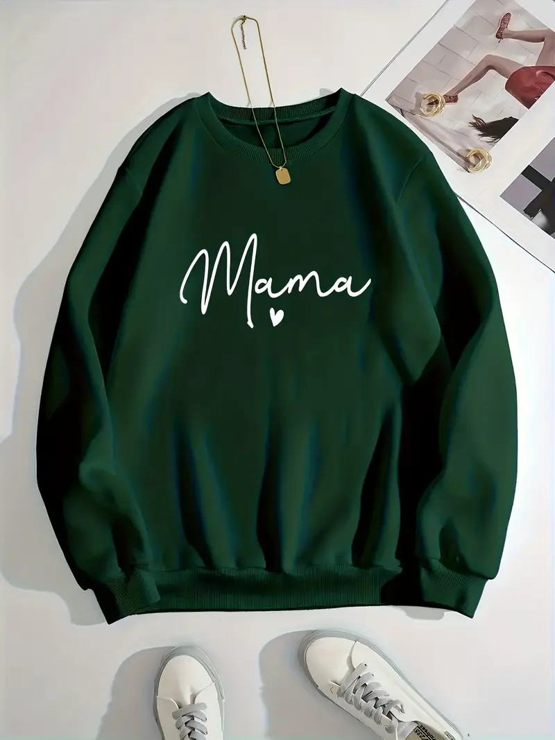 Mama Letter Print Pullover Sweatshirt Casual Long Sleeve - Temu Canada | Temu Affiliate Program