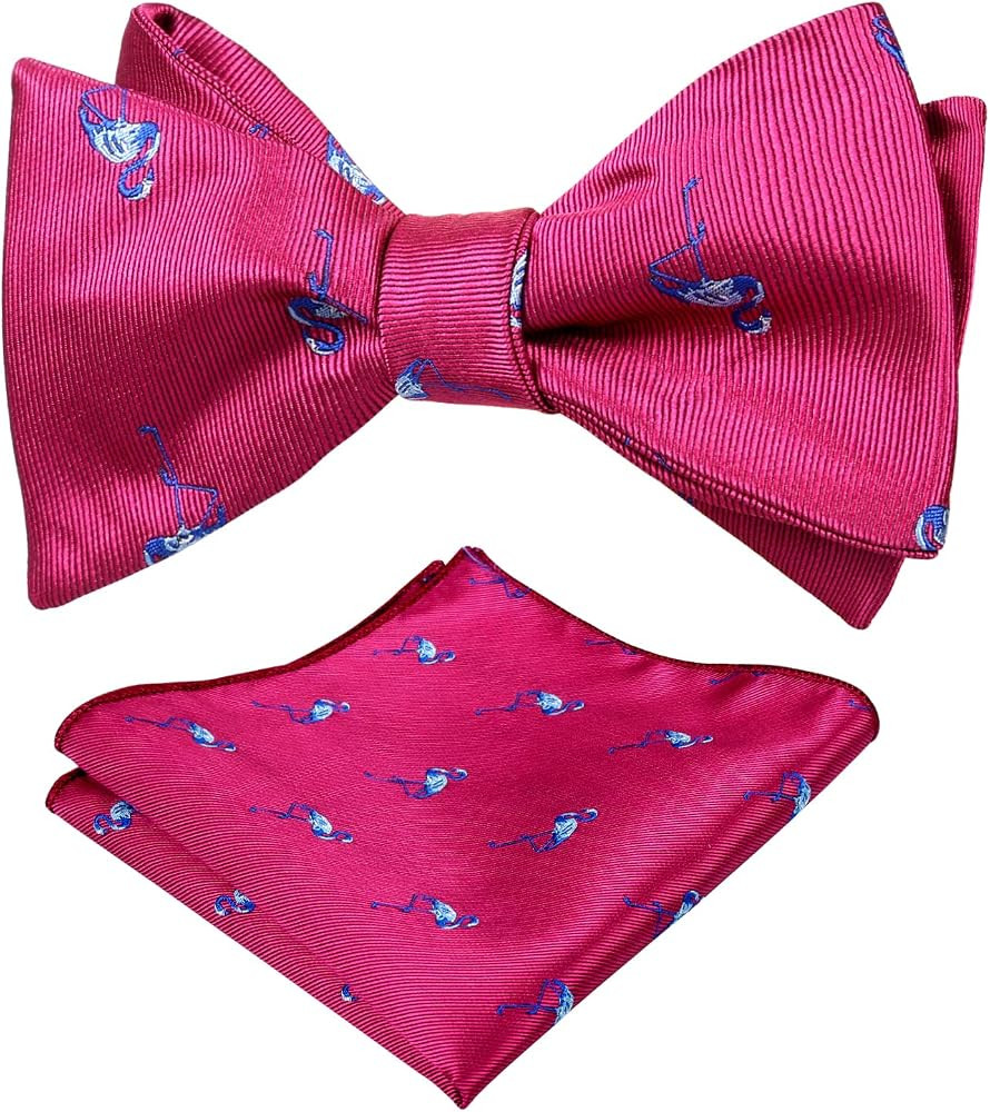 Alizeal Men's Self-tied Solid Color/Animal Pattern Bow Tie and Pocket Square Set | Amazon (US)