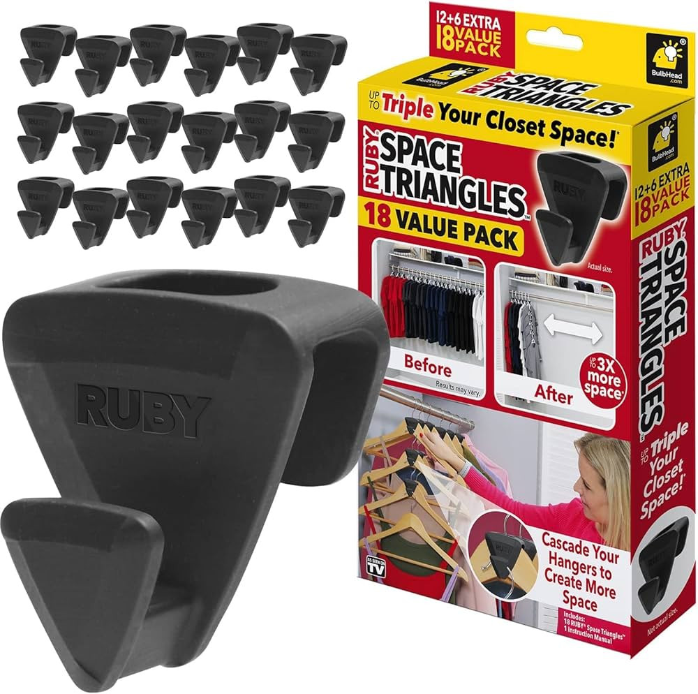 RUBY SPACE TRIANGLES Original AS-SEEN-ON-TV, Ultra- Premium Hanger Hooks Triple Closet Space 18 P... | Amazon (US)
