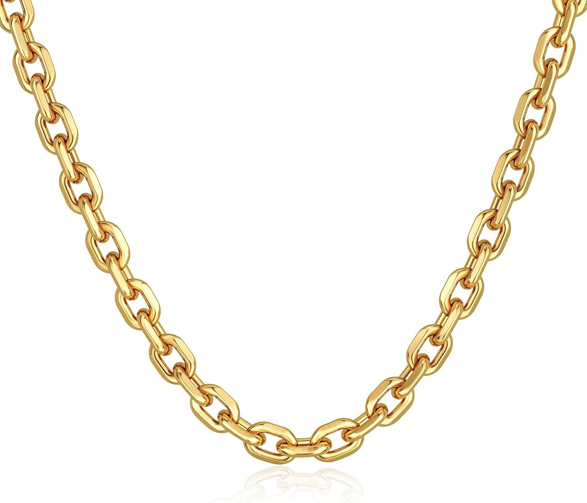 CHESKY 14K Gold Plated Chunky Necklace for Women, Trendy Paperclip Cuban Link Chain Necklace Wate... | Amazon (US)