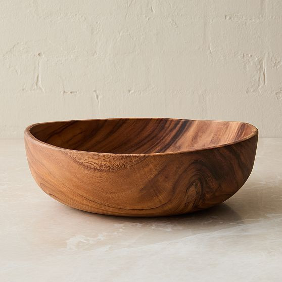 Organic Shaped Large Bowl, Acacia Wood, Each | West Elm (US)