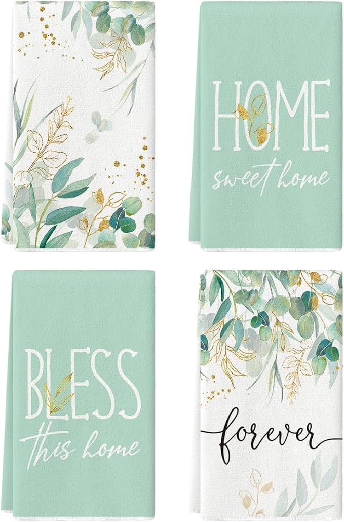 Artoid Mode Green Eucalyptus Home Motto Spring Kitchen Towels Dish Towels, 18x26 Inch Farmhouse D... | Amazon (US)