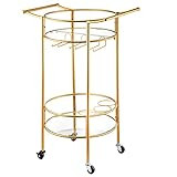 VEVOR Bar Cart, Two Tier Serving Cart, Gold Finish Wine Cart, Rolling Bar Cart, Antique Small Bar... | Amazon (US)