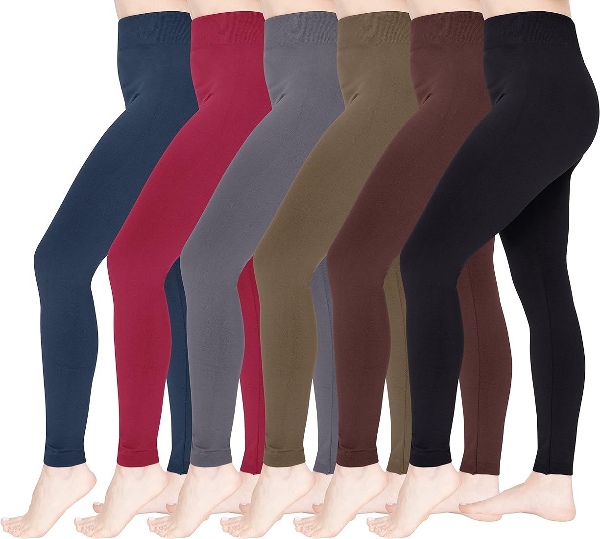 Active Club 6 Pack Womens Fleece Lined Leggings-high Waisted Leggings for Women-Plus Size Fleece Leg | Amazon (US)
