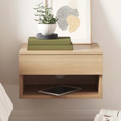 Modern Floating Bedroom Nightstand with Storage Drawer and Open Shelf Cubby | Wayfair North America