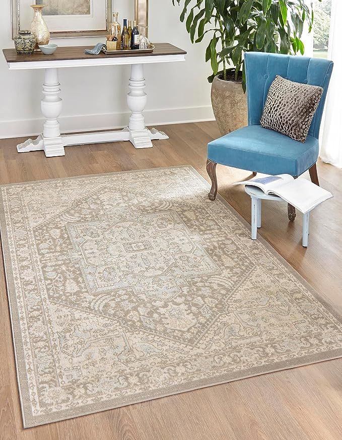 Rugs.com Whitney Collection Rug – 9' x 12' Cloud Gray Low Rug Perfect for Living Rooms, Large D... | Amazon (US)