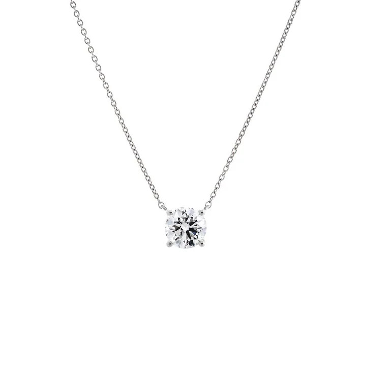 Lab Grown Diamond Round Solitaire Necklace 14K | Adina Eden