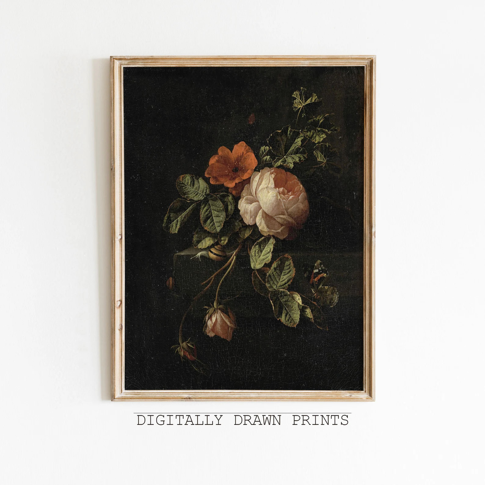 Vintage Moody Dark Flower Print Dark Academia Botanical Wall - Etsy Canada | Etsy (CAD)
