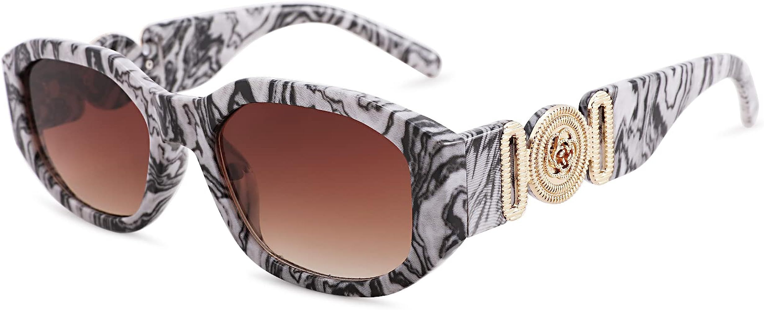 Pro Acme Retro Rectangle Sunglasses for Women Men, 90's Vintage Hexagon Lens Irregular Thick Fram... | Amazon (US)