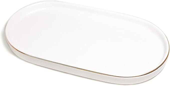 Ceramic Jewelry Dish, Perfume Vanity Tray, 7x4 Decorative Catch All Bowl for Trinket Key Ring, Sm... | Amazon (US)