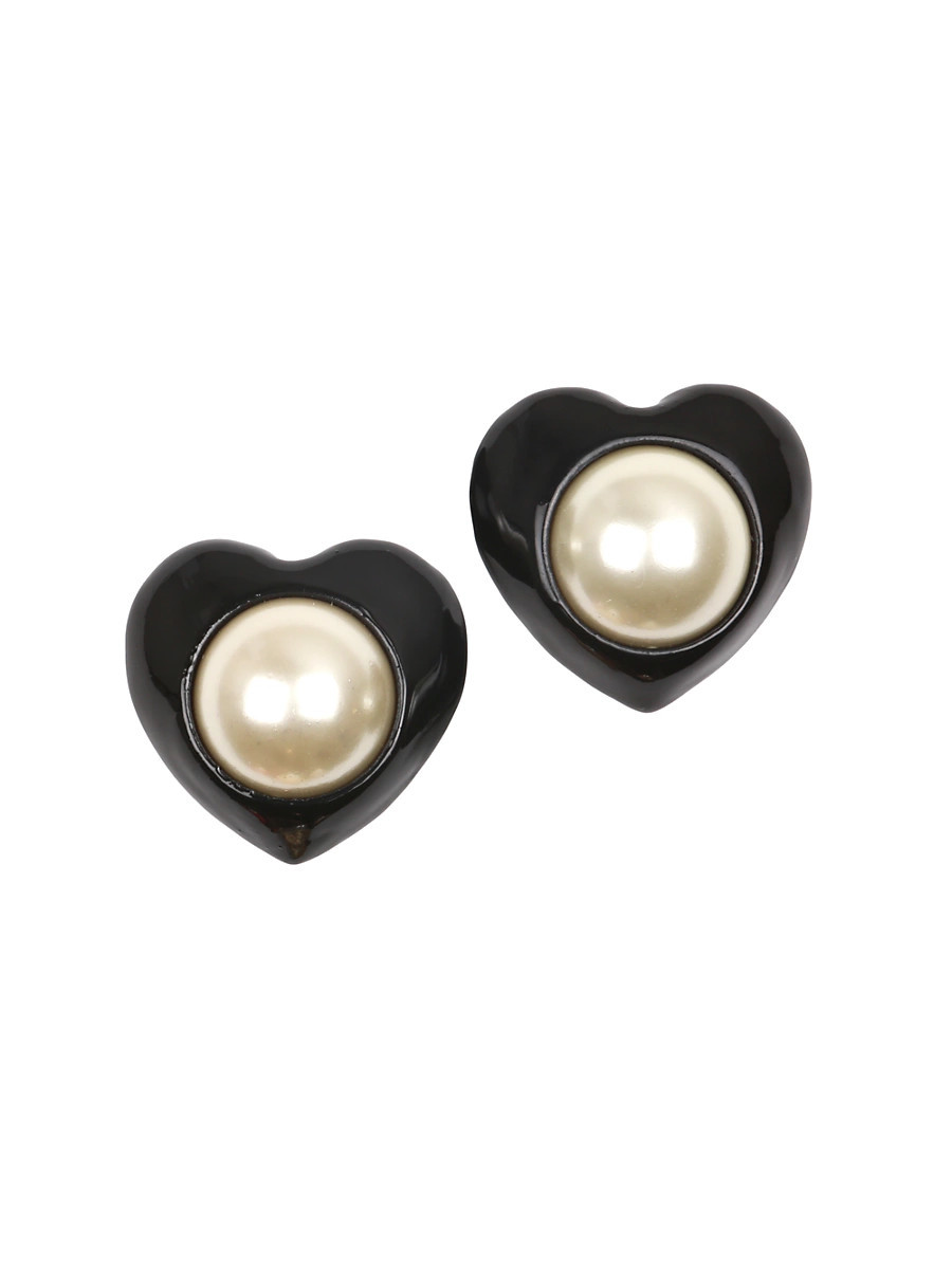 Women's Aya Resin, Enamel & Faux Pearl Heart Stud Earrings - Yellow Gold | Saks Fifth Avenue