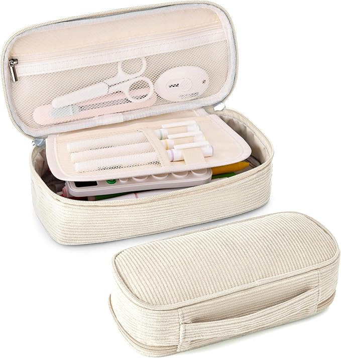 Big Capacity Pencil case,Soft Corduroy Pencil Bag,Cute Pen Case with Handle,Multi-Functional Comp... | Amazon (US)