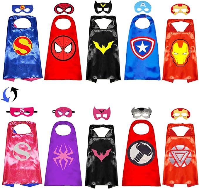 Toys for 3-10 Year Boys Girls, Double Side Superhero Capes with Mask for Kids Christmas Costume B... | Amazon (US)