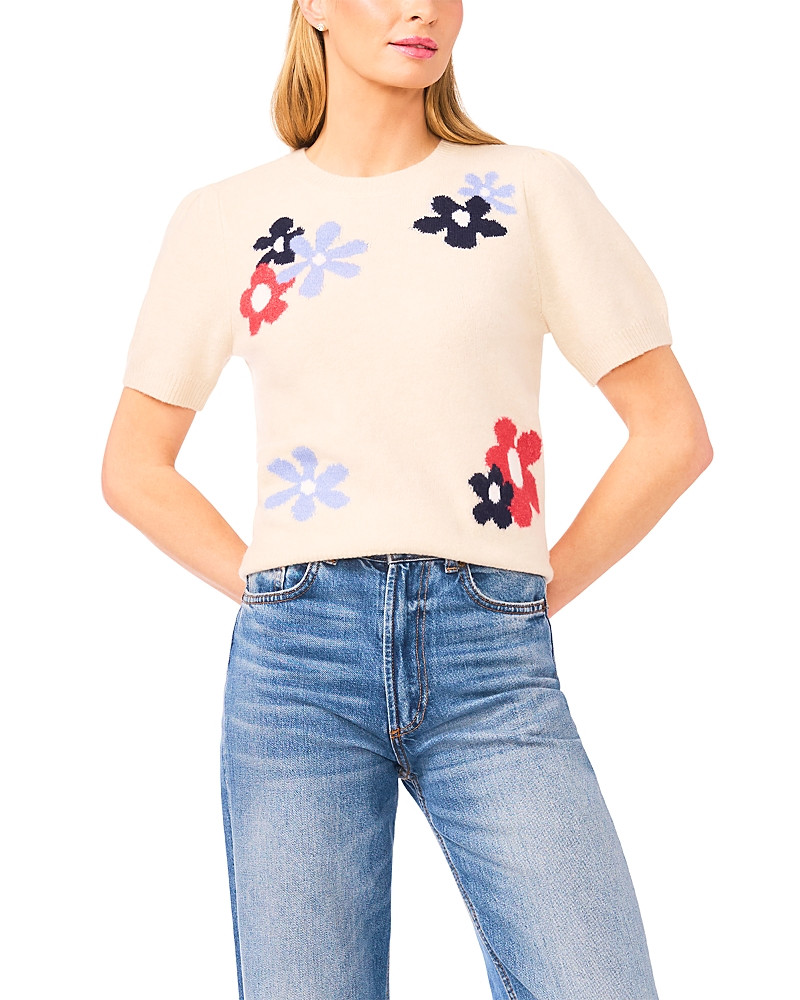 CeCe Groovy Flower Short Sleeve Pullover Sweater | Bloomingdale's (US)