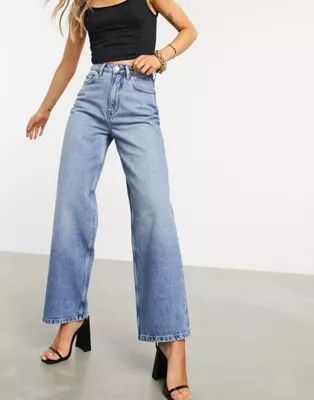 ASOS DESIGN recycled high rise 'relaxed' dad jeans brightwash | ASOS (Global)