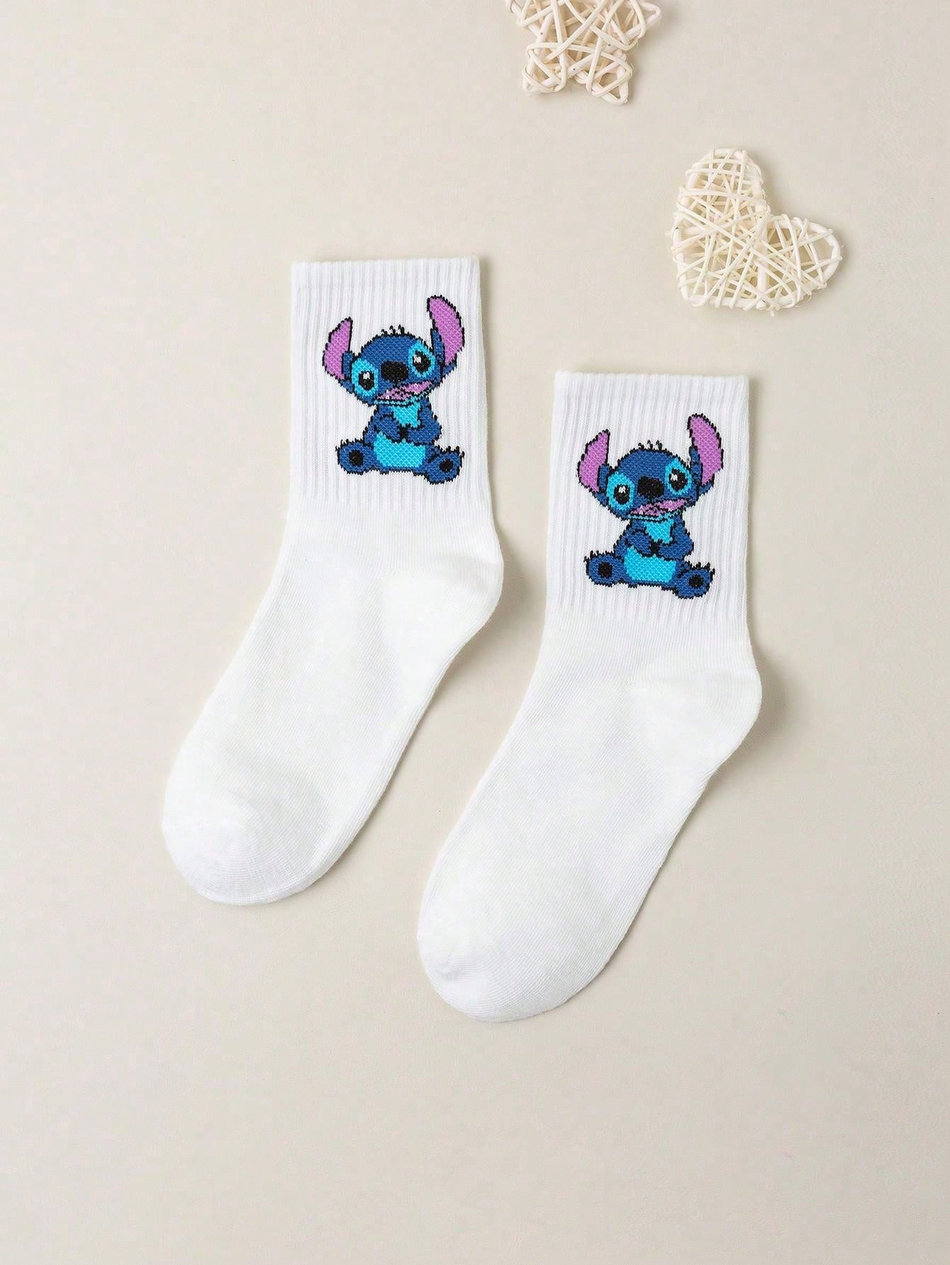 Disney 1 Pair Disney Socks , Crewneck Socks With Lilo Stitch Print, Perfect For Holiday Gifts, Fun And Cute Socks | SHEIN