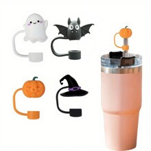 pcspcs mm Halloween Themed Silicone Straw Caps Bat Ghost Pumpkin Wide Mouth Straw Covers Fit oz oz Tumblers Cup Accessories Halloween GiftsHome Room | SHEIN