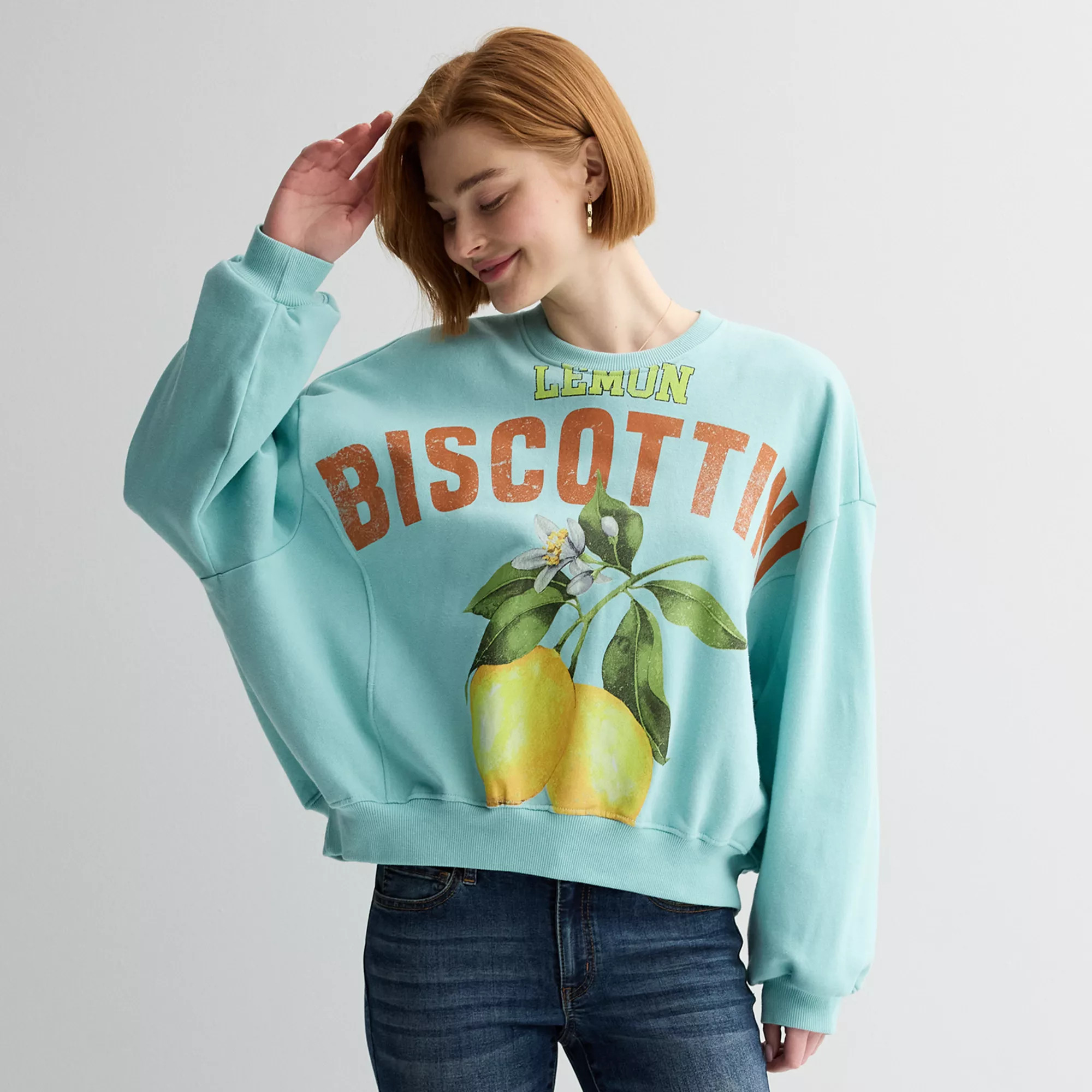 Juniors' Threads of Luxx Lemon Biscottini Fleece Crewneck Pullover | Kohl's