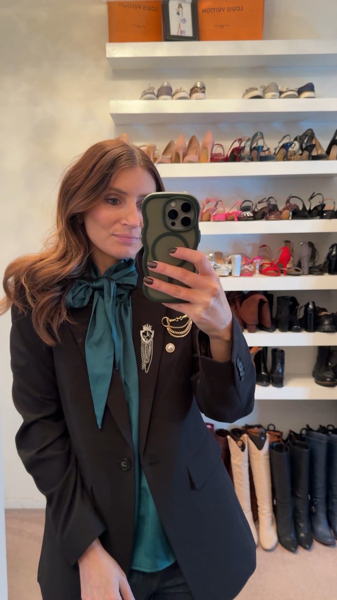 What I wore to work today, St. Paddy’s Day workwear outfit, casual outfit, black blazer, Spanx flare leg jeans, black sock booties, office look, easy outfit  

Spring outfits 2026
Work outfits
Business casual workwear 

#LTKootd #LTKWorkwear #LTKOver40