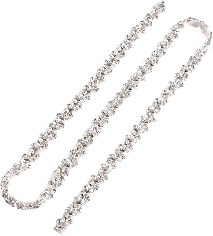 Yanstar Handmade Crystal Rhinestone Wedding Bridal Belts With Ribbons For Bridal Dress | Amazon (US)