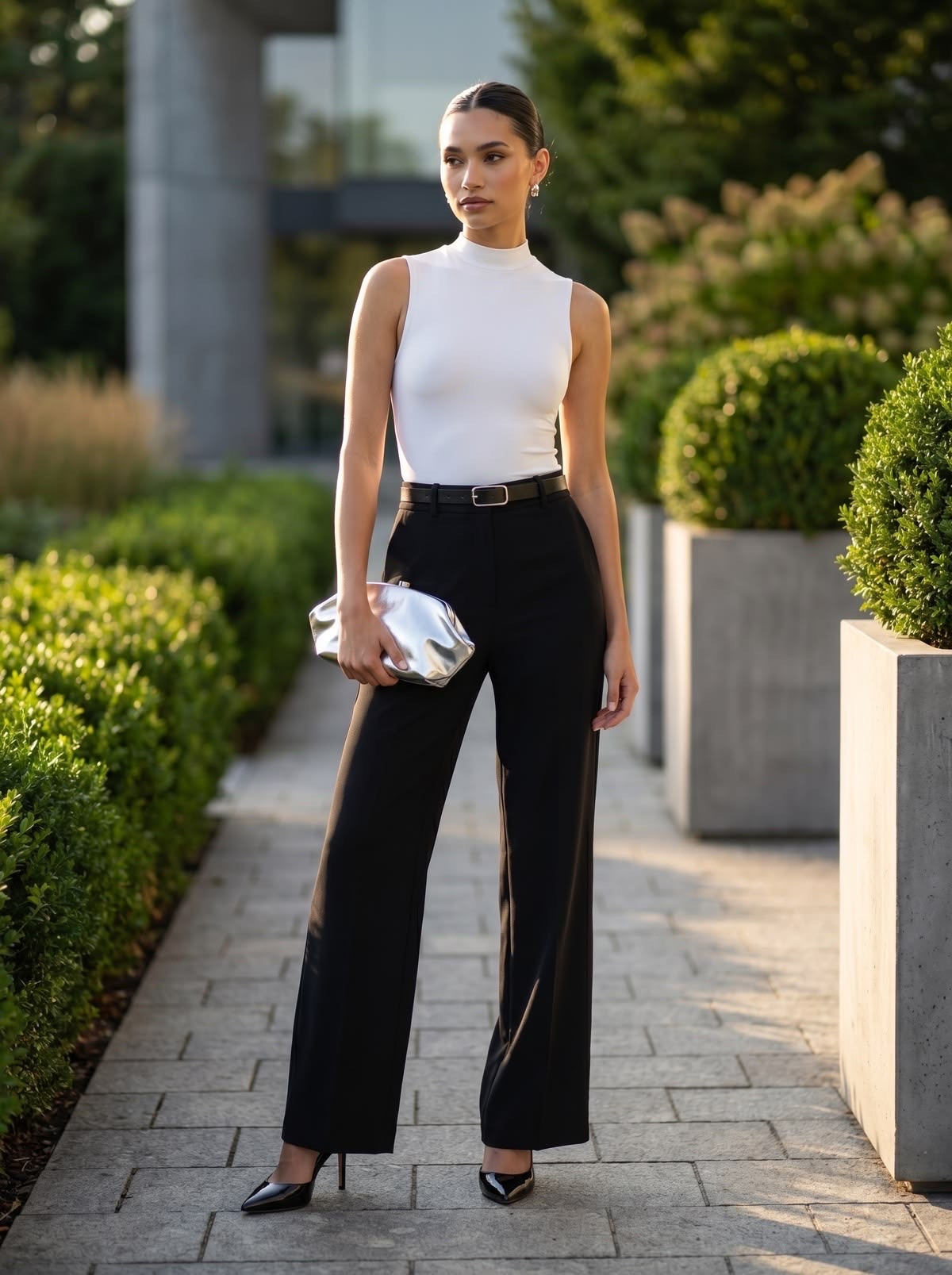 White mockneck
Top
Black
Pants

#LTKootd #LTKWorkwear #LTKPetite