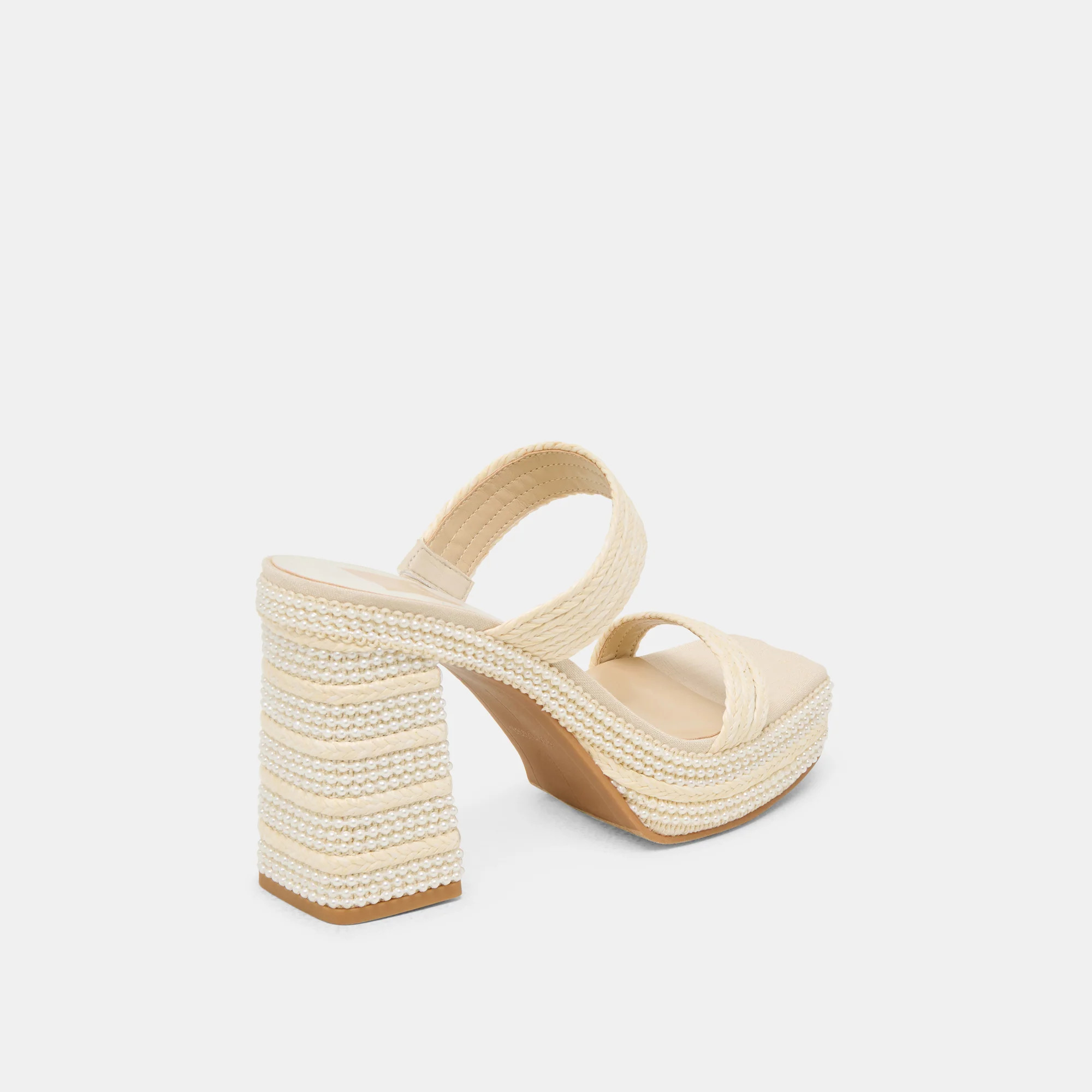 ALIYA PEARL HEELS VANILLA RAFFIA | DolceVita.com