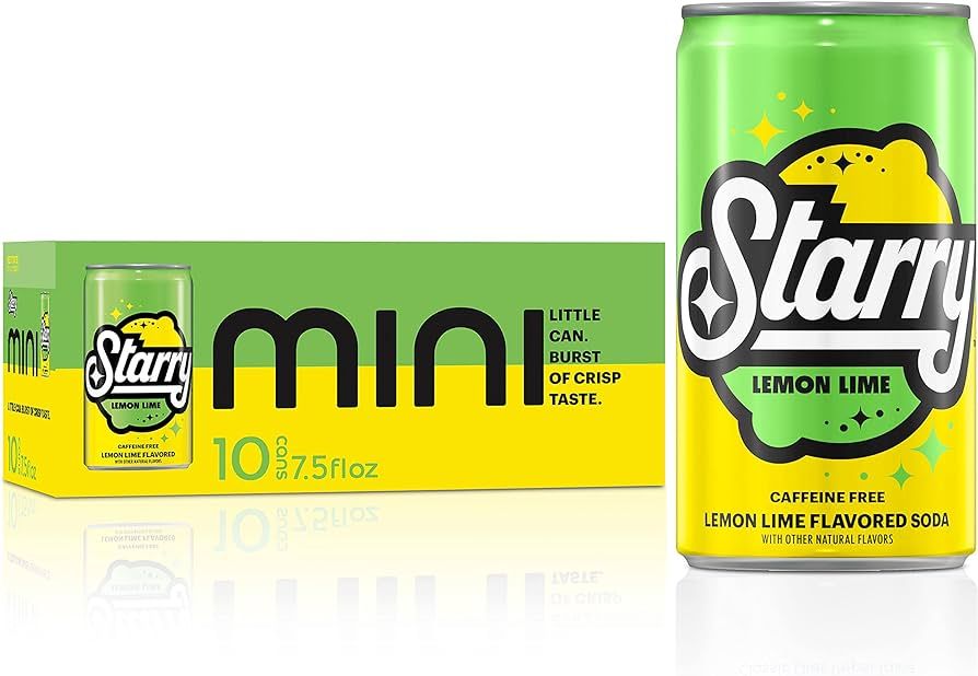 Starry Lemon Lime Soda, Caffeine Free, Mini Cans, 7.5 Fl Oz (Pack of 10) | Amazon (US)