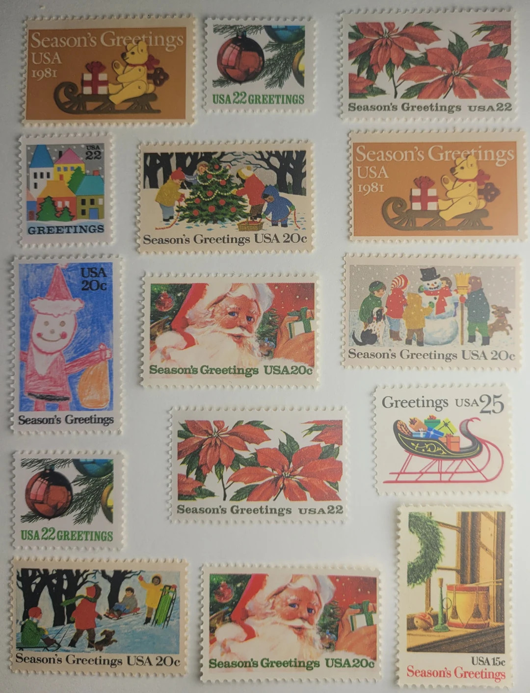 Season's Greetings Stamps/15 Vintage Unused Mail Stamps USA/USPS Postage/Special Assorted Package | Etsy (US)