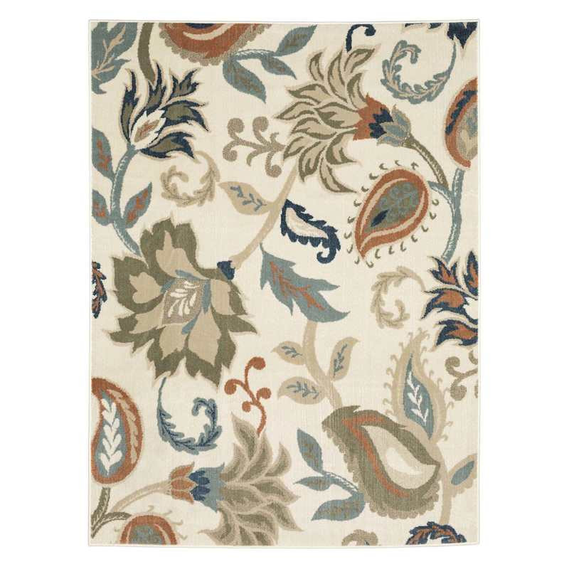 (D463) Casey Ivory Floral Patterned Area Rug, 5x7 | At Home