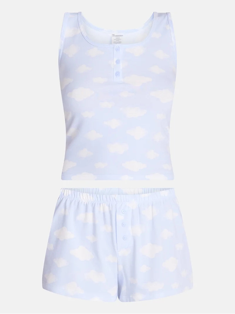 No Boundaries Cloud Core Sleepwear Tank Top and Shorts Sleep Set, 2-Piece, Women's XXS-3X | Walmart (US)