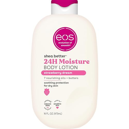 eos Shea Better Body Lotion Strawberry Dream, 24-Hour Moisture Skin Care, Lightweight & Non-Greasy, Natural Shea, Vegan, Strawberry Body Lotion, 16 fl oz | Amazon (US)