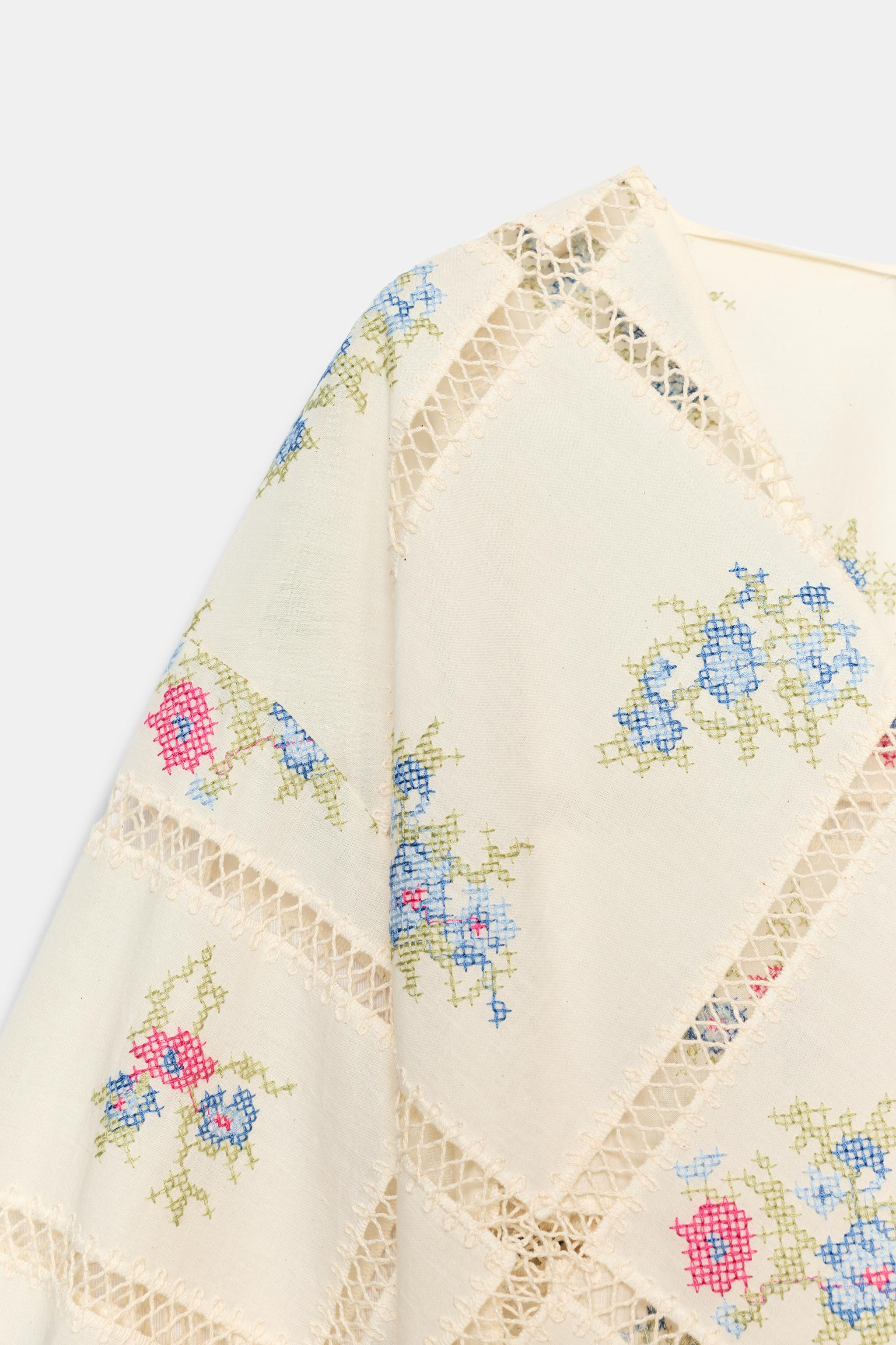 LADDER STITCH EMBROIDERED BLOUSE | Zara Canada