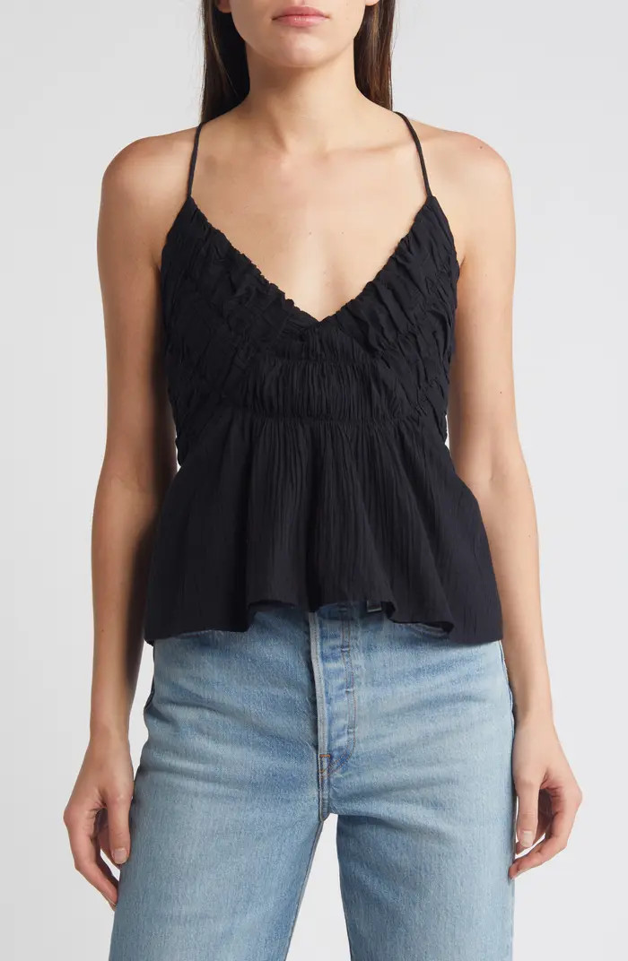 Shirred Cotton Gauze Peplum Top | Nordstrom