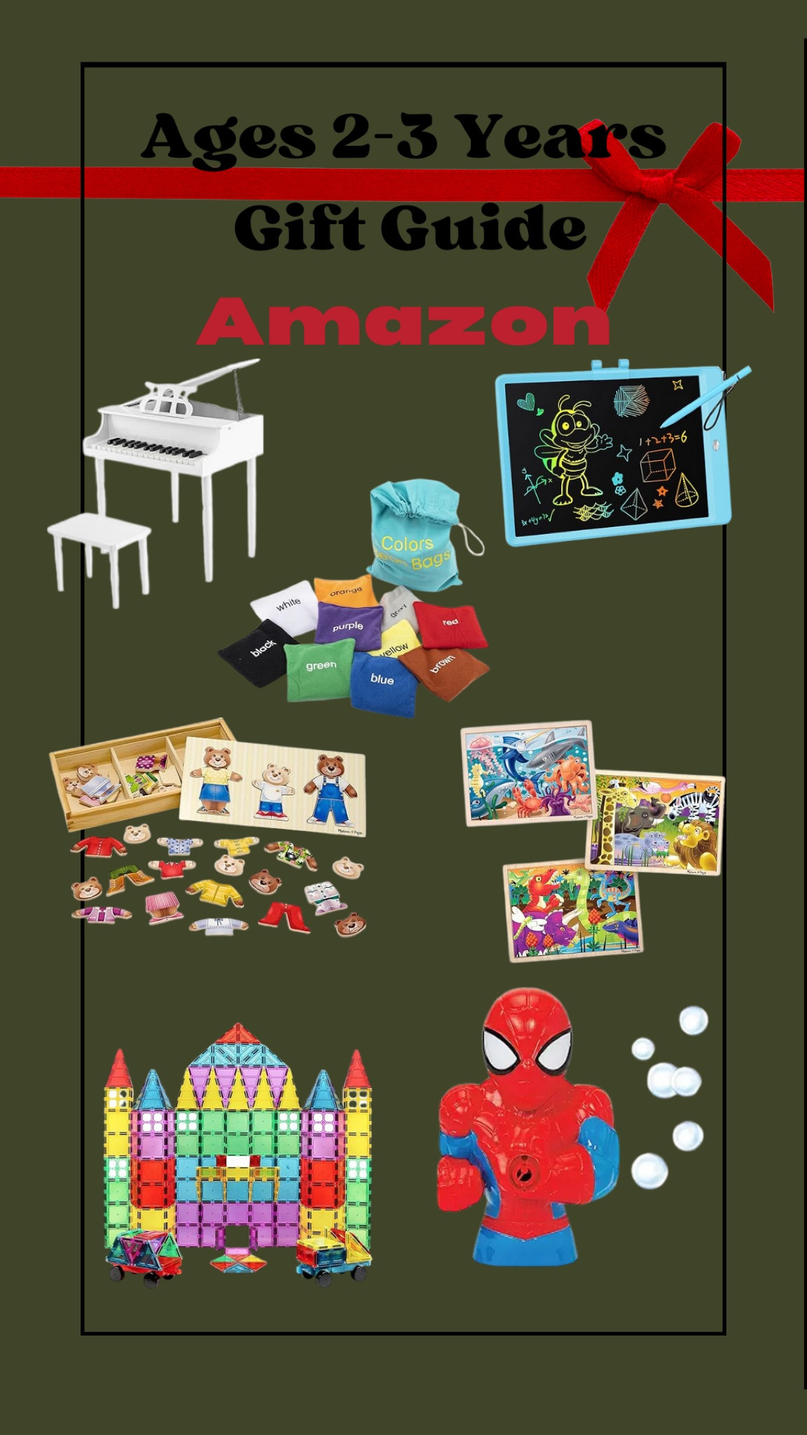 Gift guide for 2-3 year olds | Get those creative minds going with these interactive toys! My son is a huge puzzle lover & these were two great starter puzzles for him! These color bean bags make learning colors so fun! Amazon Favorites! 

#LTKHoliday #LTKGiftGuide #LTKKids