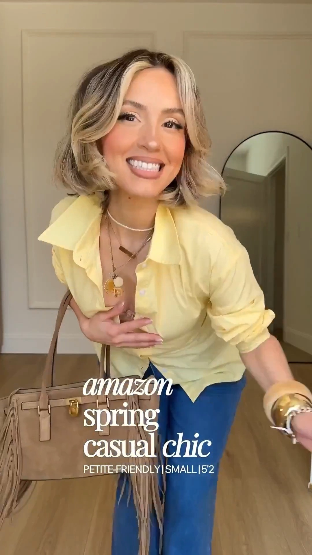 Amazon early spring casual chic outfits ✨🥰

Size small in tops 
Small or size 4 in jeans - both have excellent stretch! 
XS in dress 

#LTKootd #LTKPetite #LTKgrwm