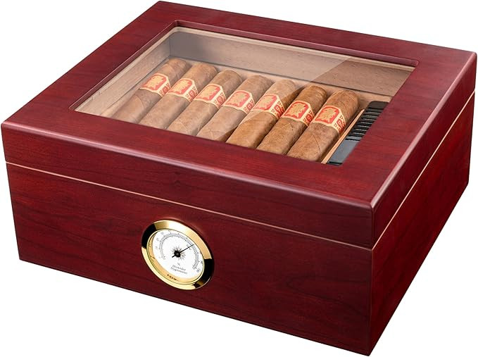 Premium Cigar Humidor for 25-50 Cigars - Elegant Humidor humidor with Hygrometer and Humidifier -... | Amazon (US)