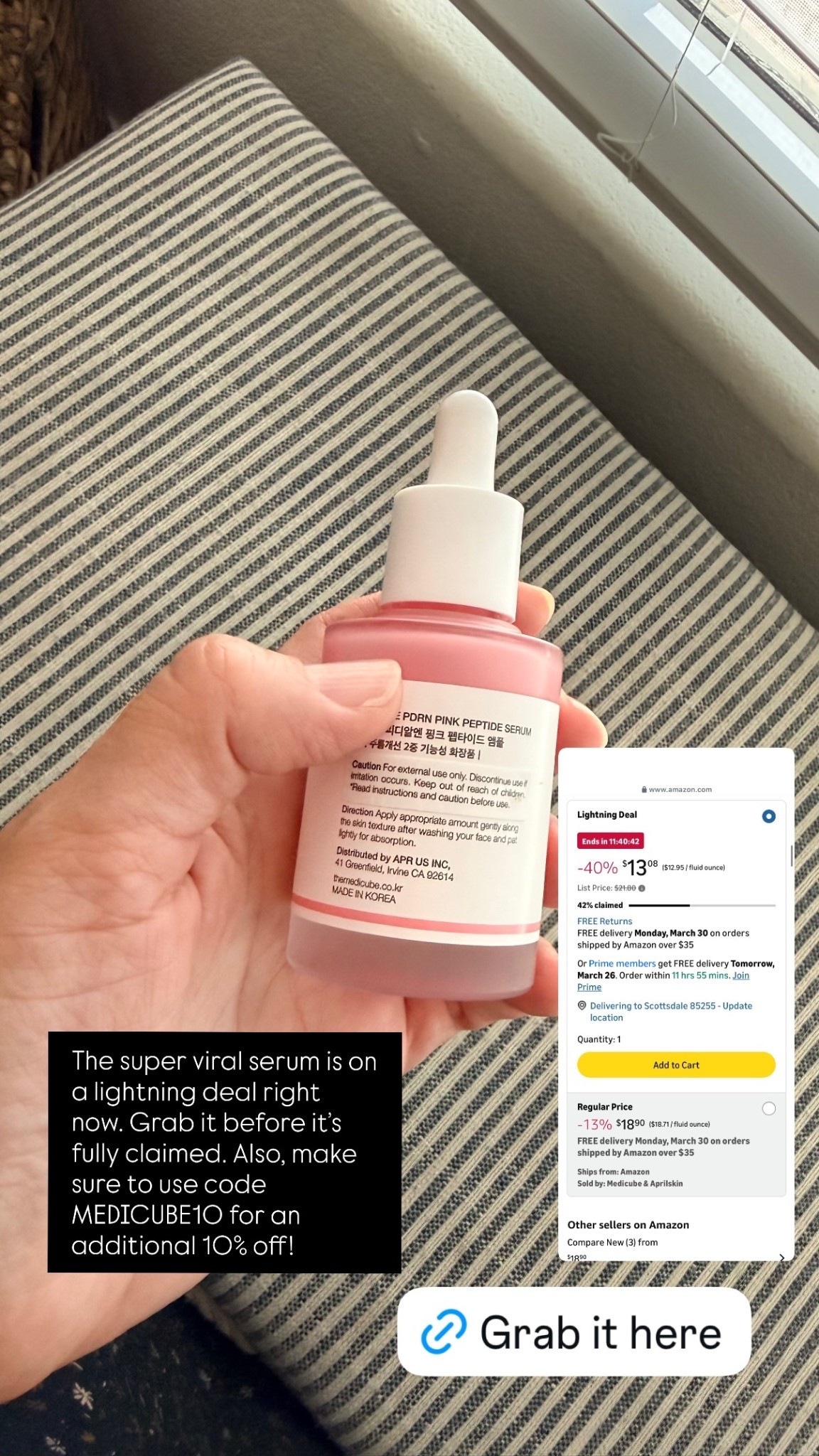 The super viral serum is on a lightning deal right now. Grab it before it’s fully claimed. Also, make sure to use code MEDICUBE10 for an additional 10% off!