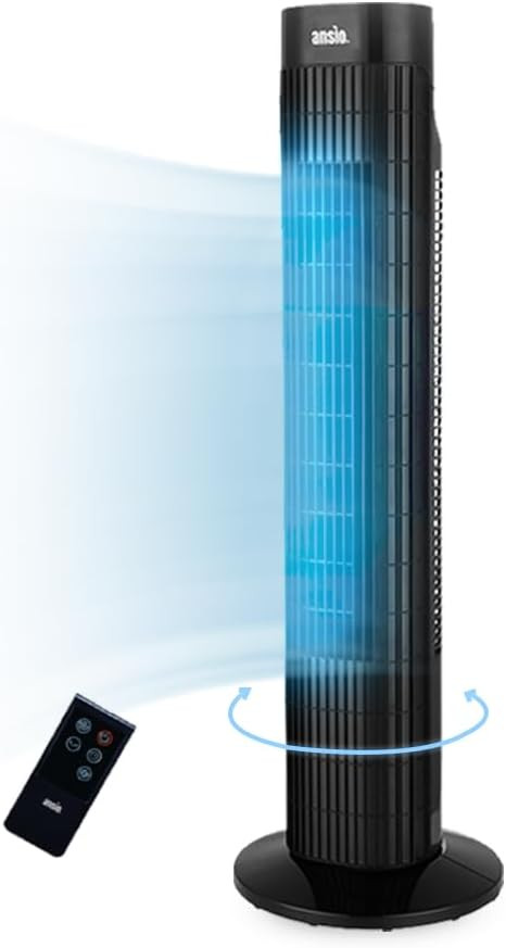 ANSIO 30 Inch Tower Fan with Remote Control, Powerful Oscillating Bladeless Cooling Fan for Bedro... | Amazon (UK)