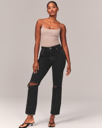 Women's Curve Love Ultra High Rise Ankle Straight Jean | Women's Bottoms | Abercrombie.com | Abercrombie & Fitch (US)