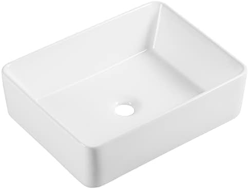 Rectangle Bathroom Vessel Sink 19"X15" White Bathroom Sink Above Counter Porcelain Ceramic Sink A... | Amazon (CA)