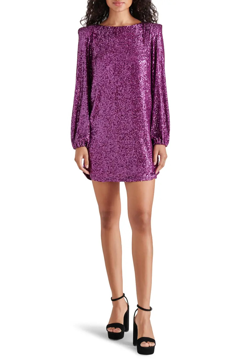 Steve Madden Sequin Long Sleeve Shift Minidress | Nordstrom | Nordstrom