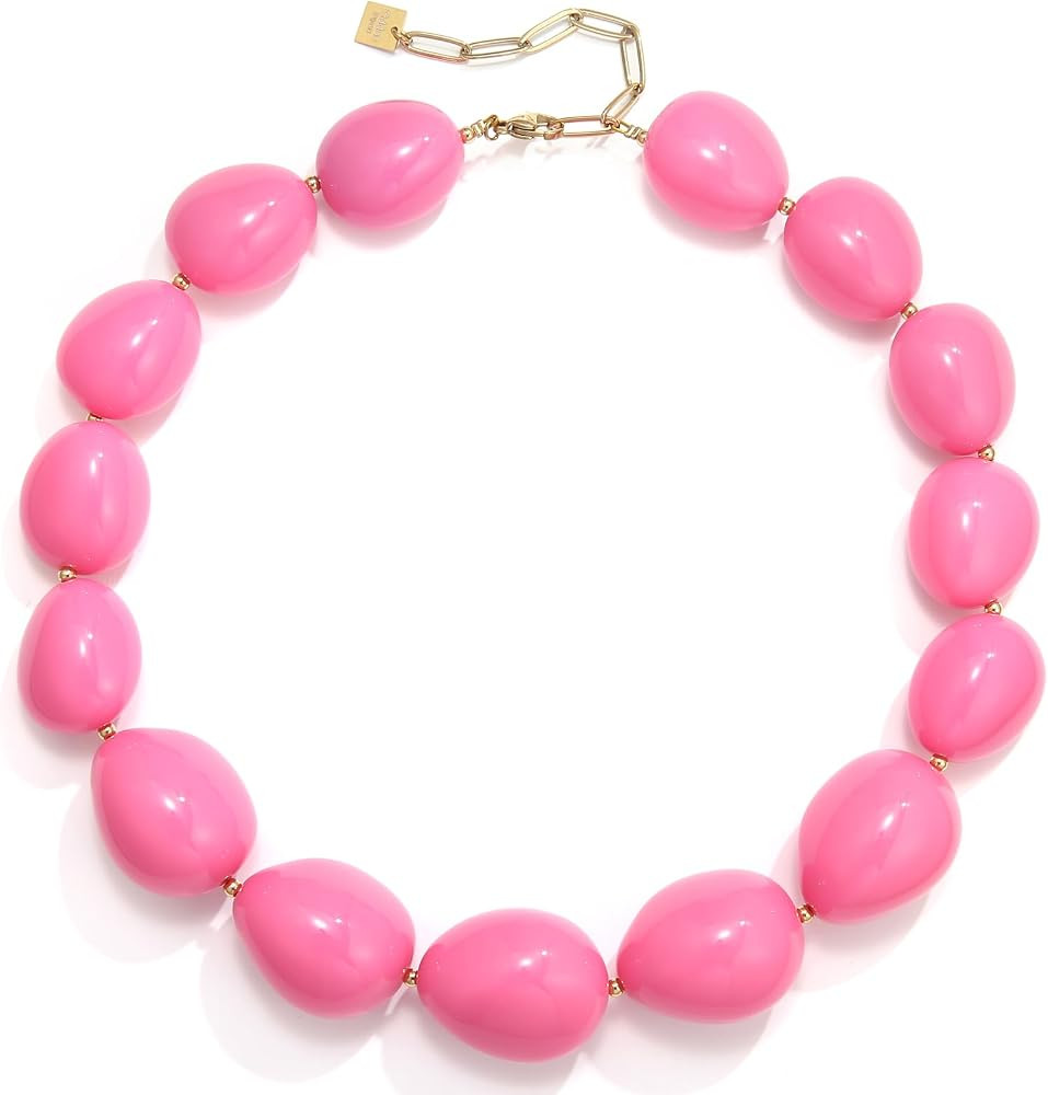 Chunky Resin Beaded Necklaces for Women Colorful Statement Boho Necklace Summer Jewelry Bead Chok... | Amazon (US)