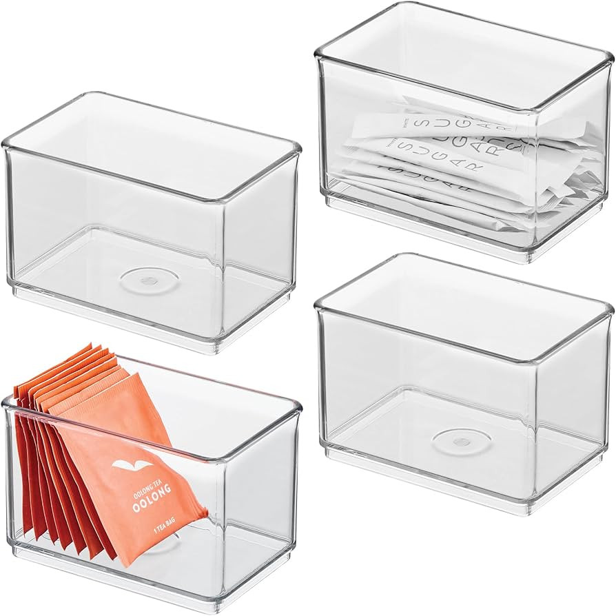 iDesign Small Shallow Organizer Bin - Set of 4 - Clear - Made in USA | Amazon (US)