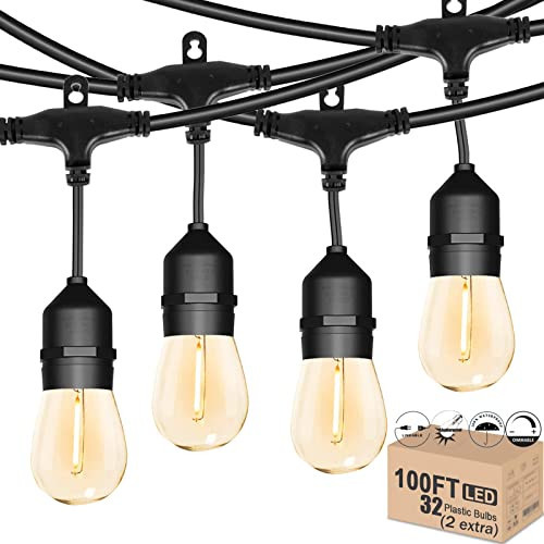 Meidaoduo Outdoor Patio String Lights 100FT Waterproof IP65 Heavy Duty String Lights for Outside Lights for Yard with 30+2 Shatterproof 2200K LED Bulbs Connectable | Amazon (US)